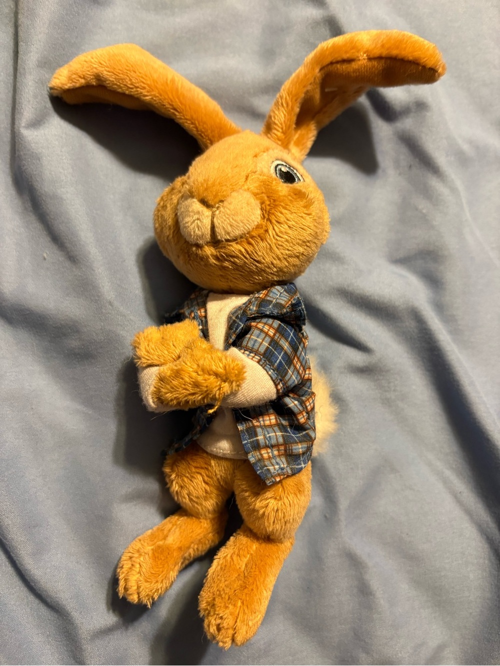 Plush brown Bunny with Plaid Shirt